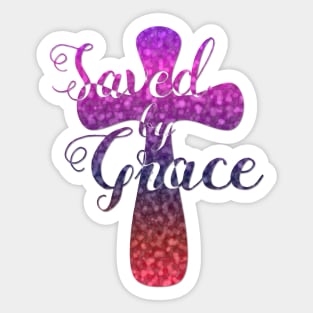 Saved by Grace - Artistic Cross Sticker